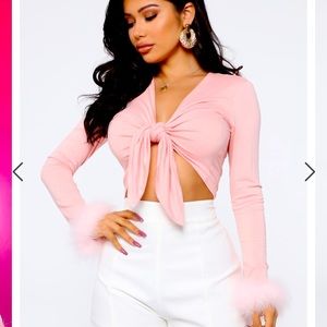 New fashion nova tie up blush top